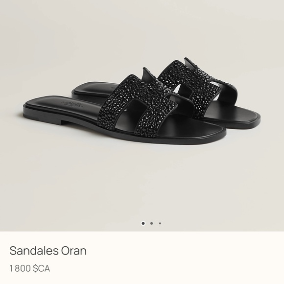 Hermes Oran Sandal Black Glitter New - Picture 3 of 5